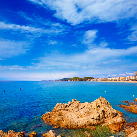 Lloret de Mar beach of Costa Brava Catalonia spainの写真素材