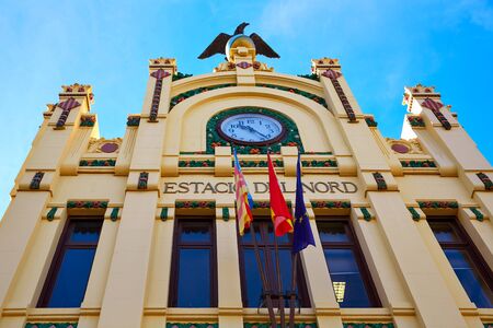 Valencia railway station facade North Estacio del Nord in Spainのeditorial素材