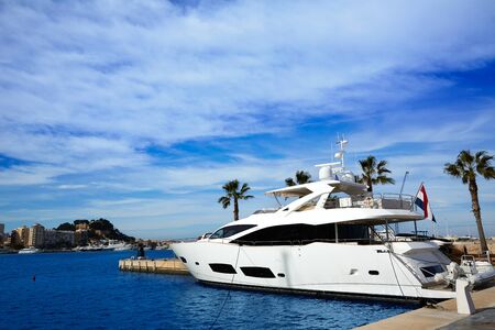 Denia port Marina in Mediterranean sea of Alicante Spainの写真素材