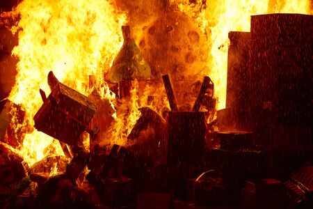 Fallas popular fest burning cartoon paper mache figures on March 19 th yearly