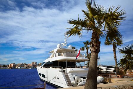 Denia port Marina in Mediterranean sea of Alicante Spainの写真素材