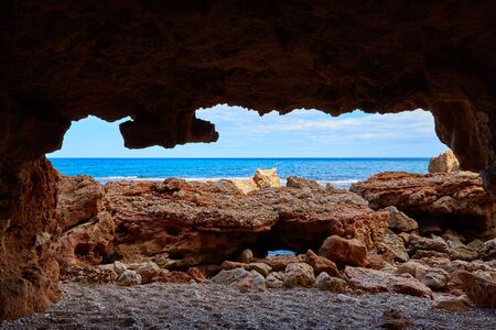 Denia Las rotas beach caves of alicante at mediterranean spainの写真素材