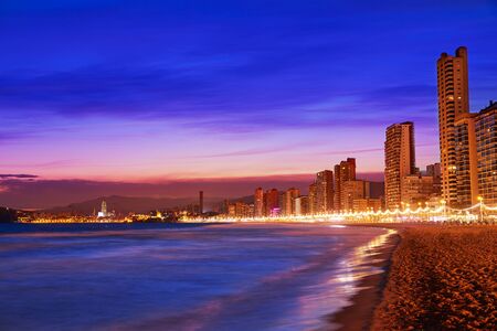 Benidorm skyline at sunset beach in Alicante of Apainの写真素材