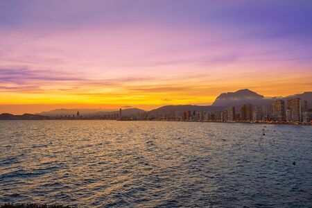 Benidorm skyline at sunset beach in Alicante of Apainの写真素材