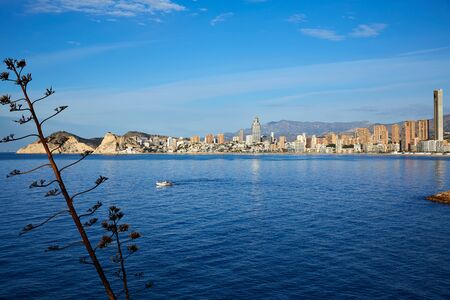 Benidorm Poniente beach in Alicante Mediterranean of Spainの写真素材