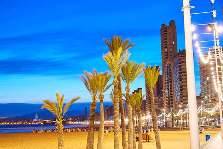 Benidorm skyline at sunset beach in Alicante of Apainの写真素材