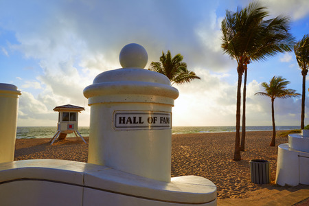Fort Lauderdale beach morning sunrise in Florida USA palm trees