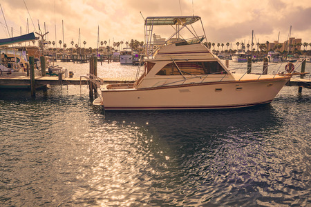 Daytona Beach in Florida marina boats at Halifax river USA USの写真素材