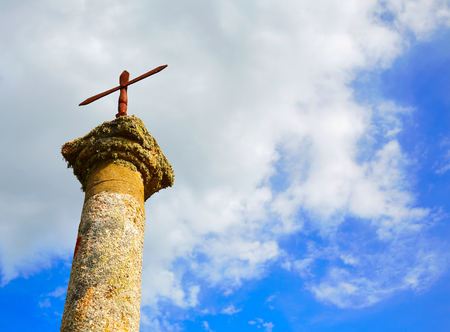 Cross near Merida at the Via de la Plata way in Extremadura of spainの写真素材