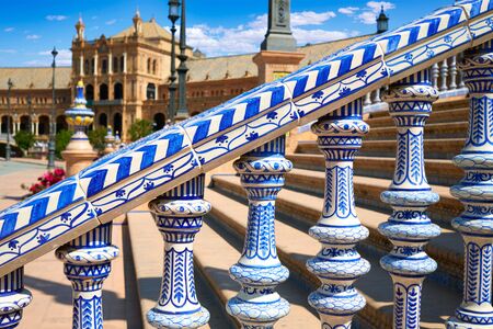 Seville Sevilla Plaza de Espana balustrade Andalusia Spain squareの写真素材