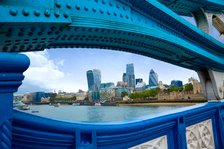 London Tower Bridge over Thames river in Englandの写真素材