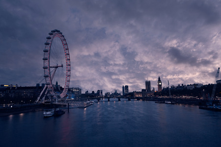 London sunset skyline Bigben and Thames riverのeditorial素材