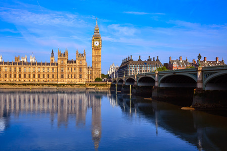 Big Ben Clock Tower and thames river in London at Englandの写真素材