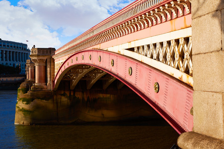 London Blackfriars bridge in Thames river UKの写真素材