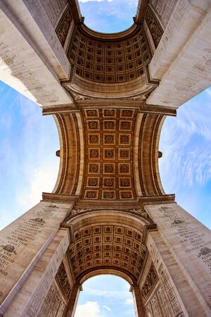 Arc de Triomphe in Paris Arch of Triumph low angle view at France