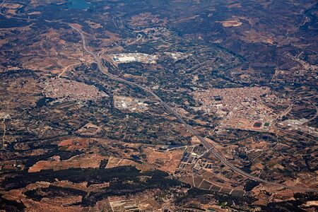 Segorbe and Altura villages aerial in Castellon Province of Valencian community at Spainの写真素材