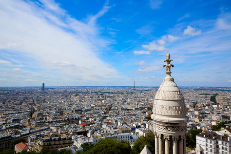 Paris skyline and Sacre Coeur Basilique in Montmartre at Franceの写真素材