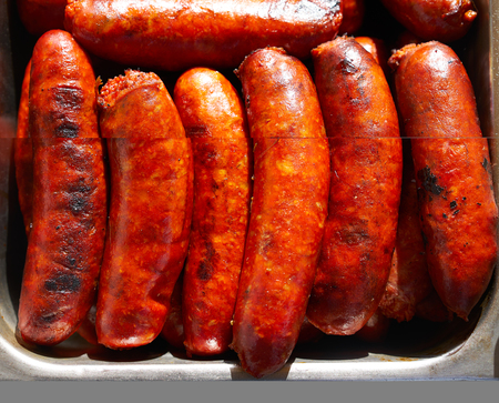 Chorizo sausage barbecue cooked in Mexicoの写真素材