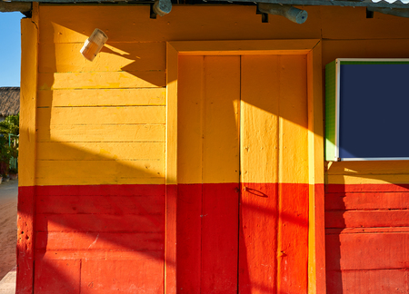 Holbox Island colorful Caribbean houses in Quintana Roo of Mexico