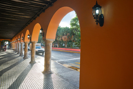 Merida city arcade arcs of Yucatan in Mexico