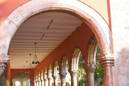 Merida city arcade arcs of Yucatan in Mexico