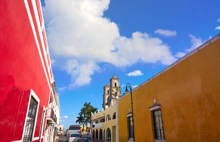 Valladolid city colorful facades Yucatan in Mexicoの写真素材