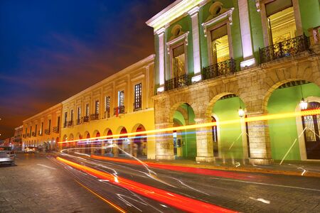 Merida city colorful facades of Yucatan in Mexico