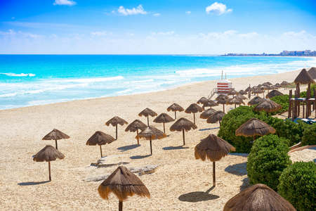 Cancun Playa Delfines beach in Riviera Maya of Mexicoの写真素材
