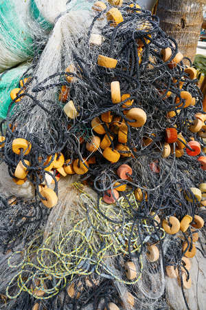 Holbox tropical Island fishing nets in Quintana Roo of Mexico