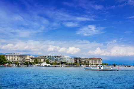 Geneva Geneve at Leman lake in Switzerland Swissの写真素材