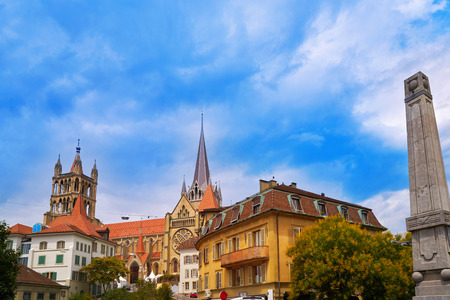 Lausanne city Notre Dame Cathedral in Switzerland Swissの写真素材