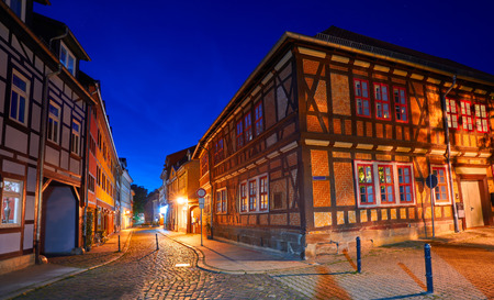 Nordhausen city facades at sunset in Thuringia Germanyの写真素材