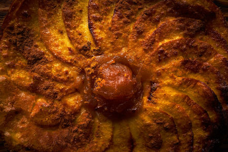 Apple tatin pie cake on puff pastry dessertの写真素材