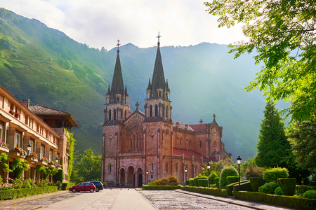 Covadonga Catholic sanctuary Basilica church in Asturias at Cangas de Onisの写真素材