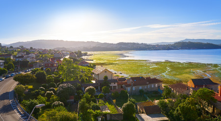 Combarro Galician village aerial in Vigo at Galicia Spain with Ria de Pontevedraの写真素材