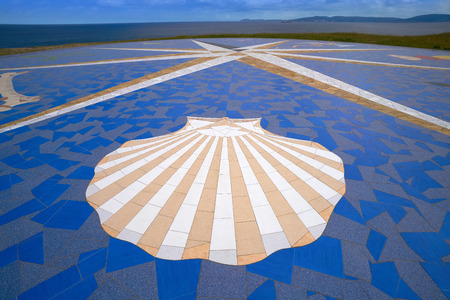 La Coruna compass mosaic floor near Hercules tower in Galicia Spain