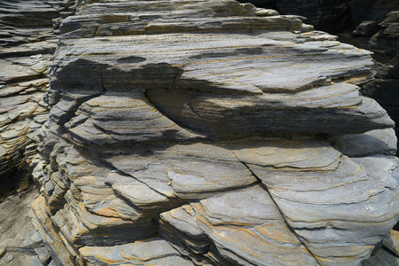 Slate stone texture in Playa las catedrales Ribadeo Galicia Spain