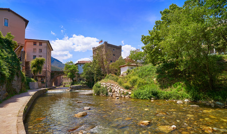 Potes river Quiviesa Deva a Cantabria village of Spain