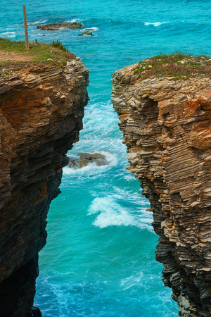 Playa las catedrales Catedrais beach in Ribadeo Galicia of Lugo Spainの写真素材