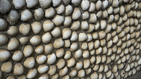 Tazones shells facades of Asturias in Spainの写真素材