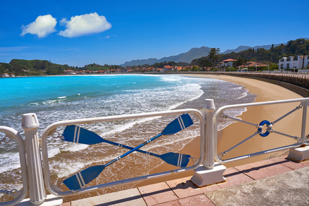 Ribadesella Santa Marina beach in Asturias of Spainの写真素材