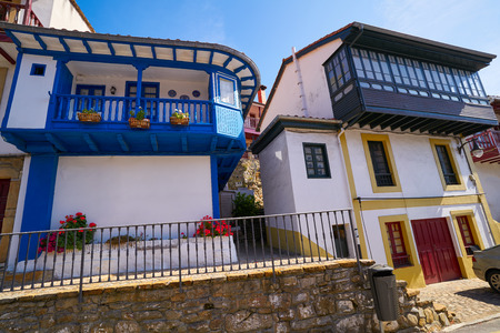 Tazones village facades of Asturias in Spainの写真素材
