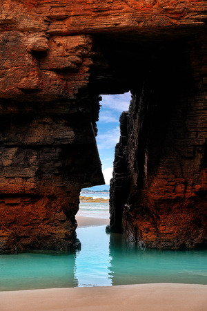 Playa las catedrales Catedrais beach in Ribadeo Galicia of Lugo Spainの写真素材