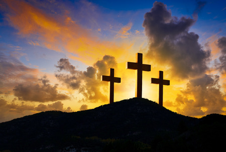 Crucifixion cross symbol of Golgotha in Christian religion photo mountの写真素材