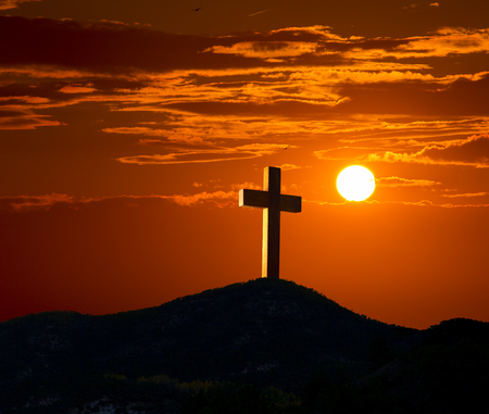 Crucifixion cross symbol of Golgotha in Christian religion photo mountの写真素材