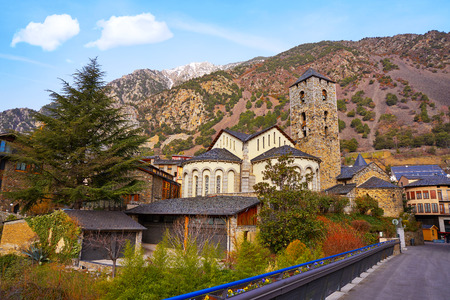 Sant Esteve church in Andorra la Vella at Pyreneesの写真素材