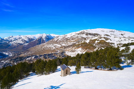 Baqueira Beret in Lerida Catalonia ski spot resort in Aran Valley of Pyrenees Spain