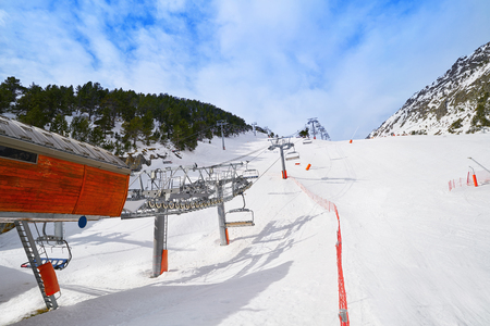 Arinsal ski resort in Andorra Pyrenees sunny dayの写真素材
