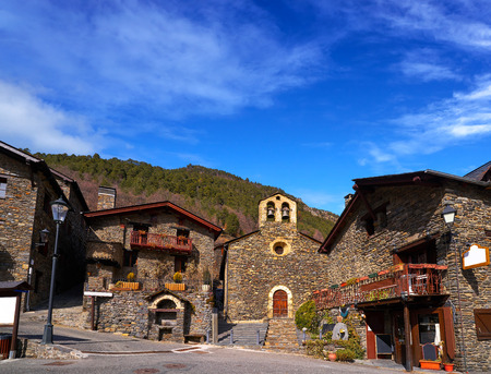 Llorts village in Ordino church in Andorra at Pyreneesの写真素材