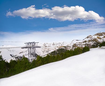 Pal ski resort in Andorra Pyrenees mountains on sunny dayの写真素材
